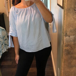 Kontrol blue striped off shoulder preppy blouse